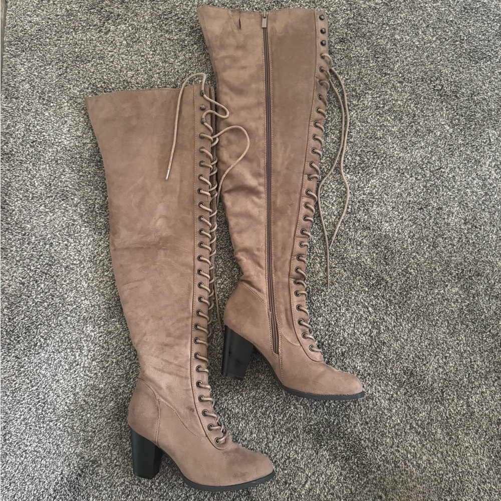 TOP Moda Lace-Up Over-the-Knee Boots - Size 8.5